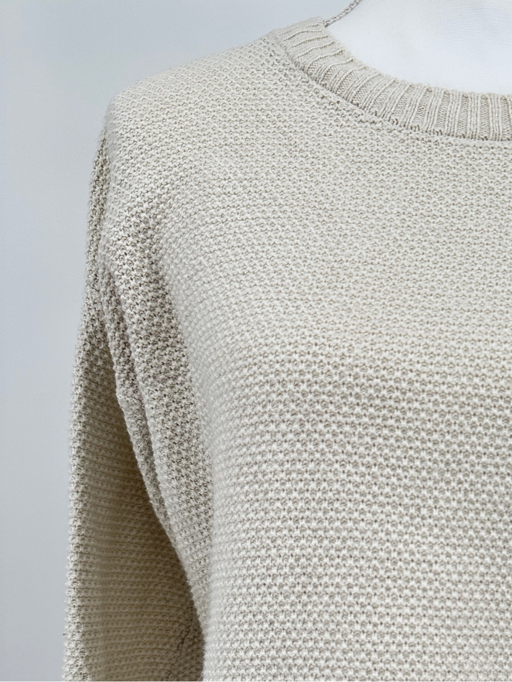 Madewell Neutral Cream Textured Knit Pullover Cotton blend